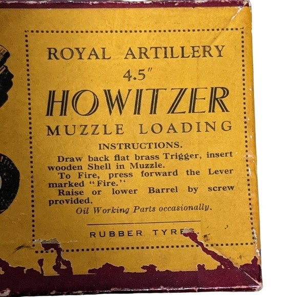 Royal Artillery Howitzer Muzzle loading Rubber tires 4.5" No. 1725 original box - Picture 7 of 10